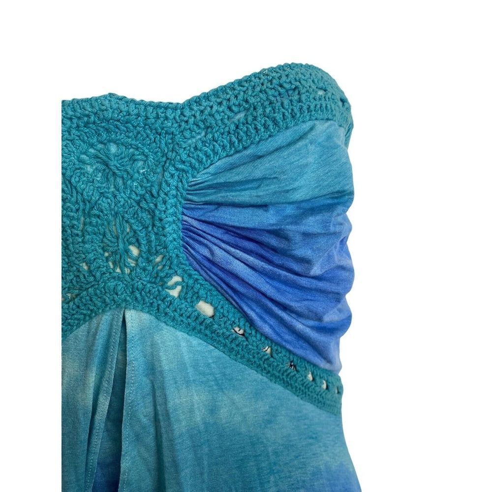 NWT Sky Brand Crochet High Low Turquoise Tie Dye Floral RTL $239 Sleeveless Sz L - Picture 3 of 5
